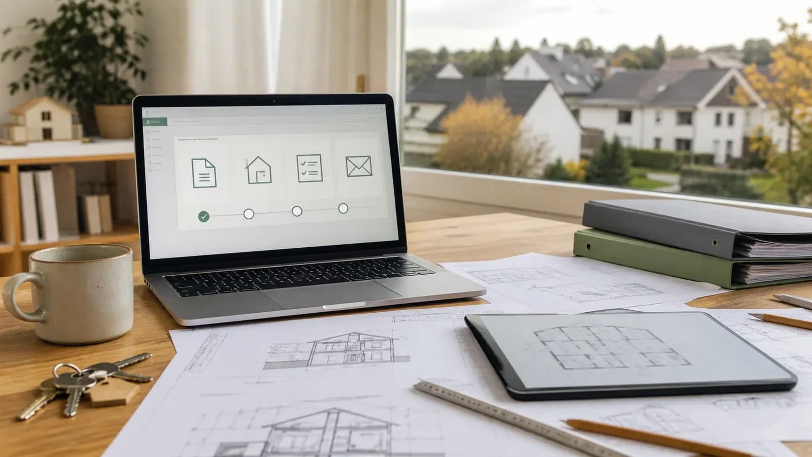 Digitale Einreichung der Bauunterlagen über das Bauportal NRW am Laptop